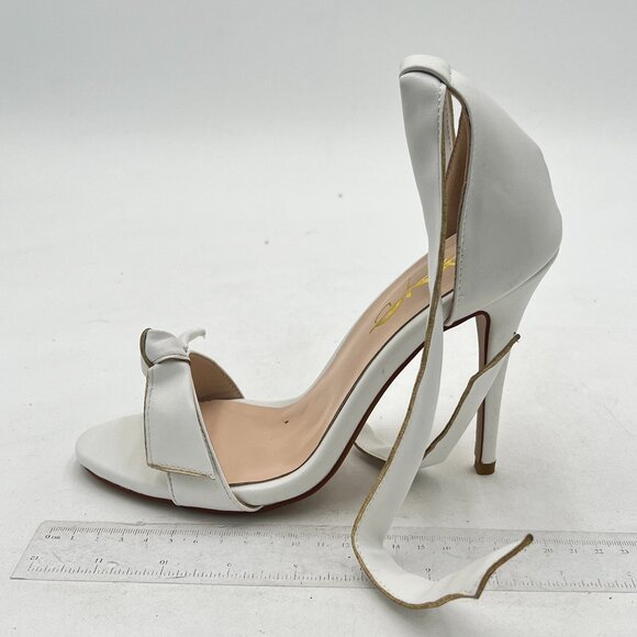 XYD White Open Toe with Cute Bowtie Ankle Strap High Heels Sweet Girls Sandals - Picture 2 of 8